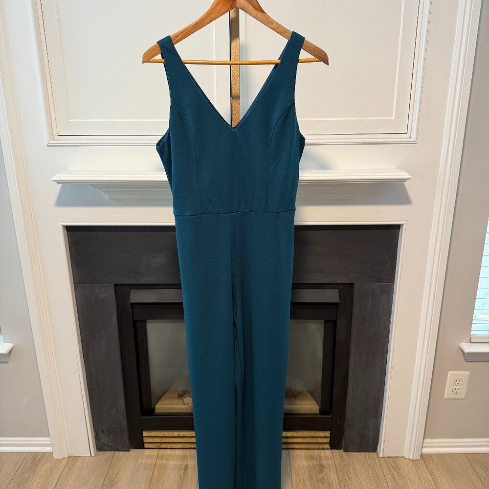 Crystal Sky Dark Teal Sleeveless Wide-Leg Jumpsuit – Size Large